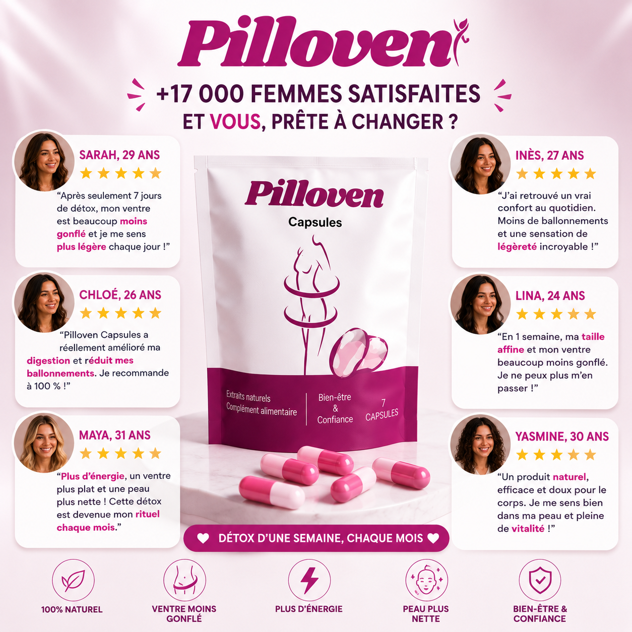 Pilloven Capsules – Programme Détox Mensuel